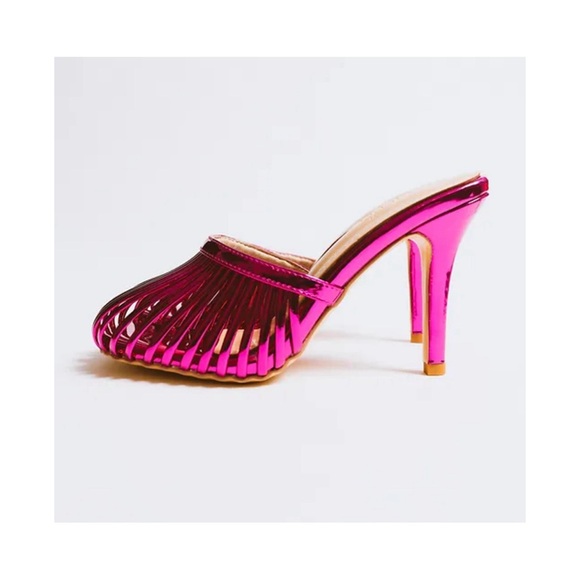 FIRM PRICE Metallic purple Lottie Basket Heels- The Ekhator Label - Picture 3 of 3